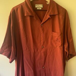 Pusser’s luxury silk Men's Rust Orange Short Sleeve Shirt